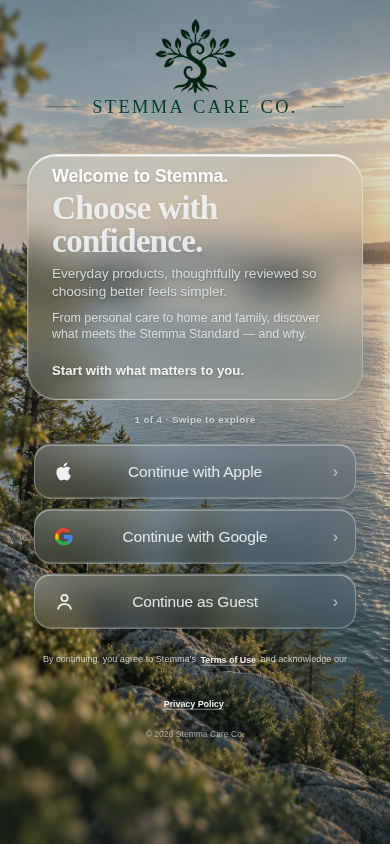 Stemma Welcome screen preview